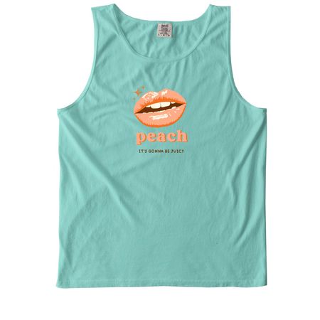 Peach Lips Tee, a Chalky Mint Comfort Colors Tank Top