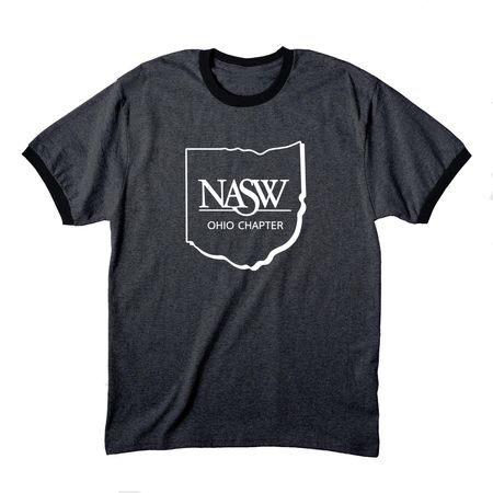 NASW Ohio Vintage Logo, a Dark Heather Grey/ Jet Black Cotton Ringer Tee