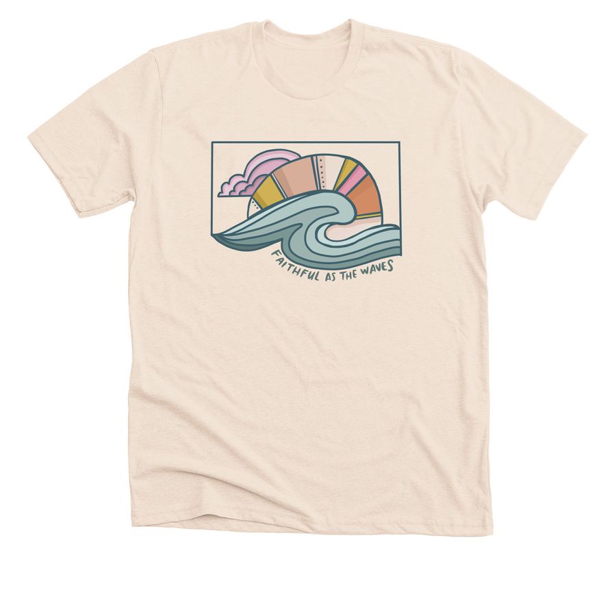 Faithful As The Waves, a Heather Soft Cream Premium Unisex Tee