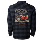 64th Annual Show Flannel, a Charcoal Heather/ Black Unisex Flannel Shirt (back-view)