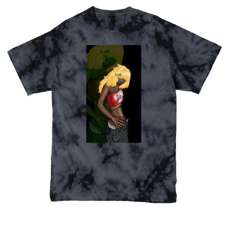 Blonde Gyal?, a Black Crystal Tie Dye Tee