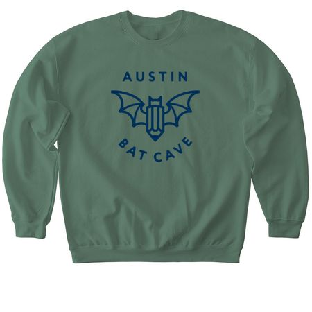 Austin Bat Cave Logo Shirt, a Military Green Softstyle Crewneck Sweatshirt