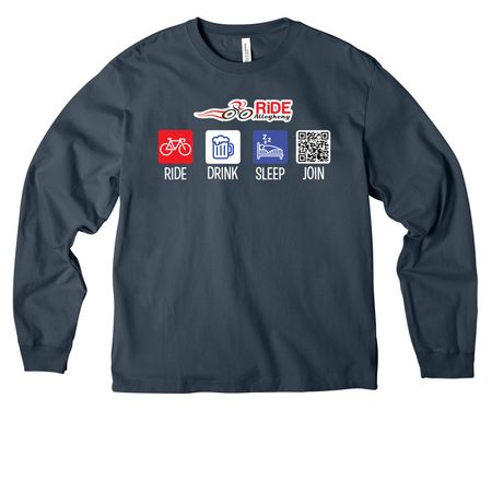 Ride-Drink-Sleep DARK COLORS, a Vintage Navy Unisex Heavyweight Long Sleeve Tee