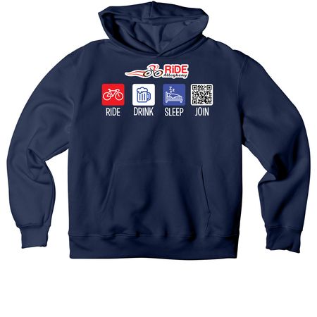 Ride-Drink-Sleep DARK COLORS, a Navy Premium Heavyweight Pullover Hoodie