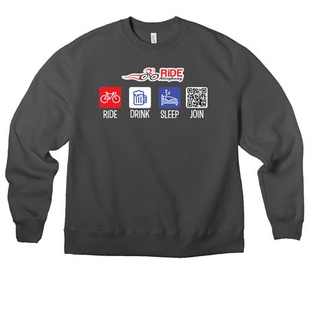 Ride-Drink-Sleep DARK COLORS, a Asphalt Premium Heavyweight Crewneck Sweatshirt