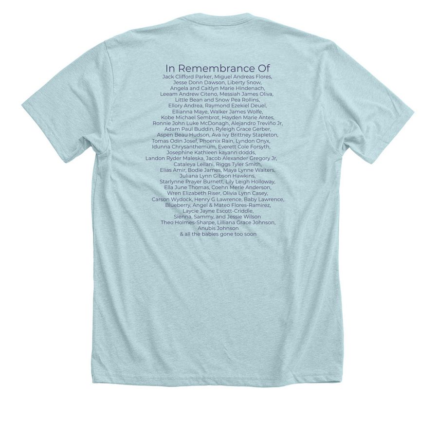 Mothers Day Remembrance (Batch 26), a Heather Ice Blue Premium Unisex Tee (back-view)