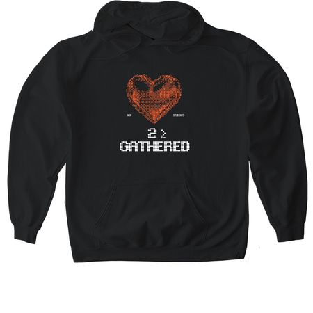 2> GATHERED (colors heart), a Black Gildan Softstyle Pullover Hoodie