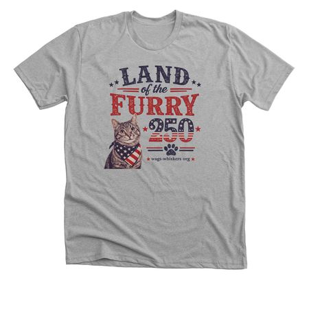 "Land of the Furry" Cat, a Athletic Heather Premium Unisex Tee