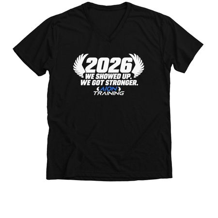2026 Stronger, a Solid Black Blend Premium V-Neck Tee