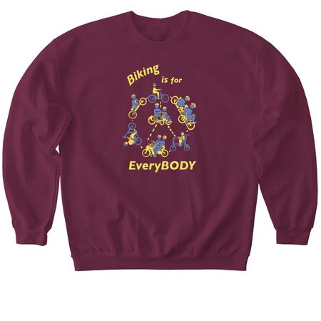 Biking is for EveryBODY - dark colors, a Maroon Softstyle Crewneck Sweatshirt