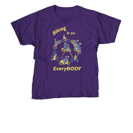 Biking is for EveryBODY - dark colors, a Purple Youth Unisex Tee