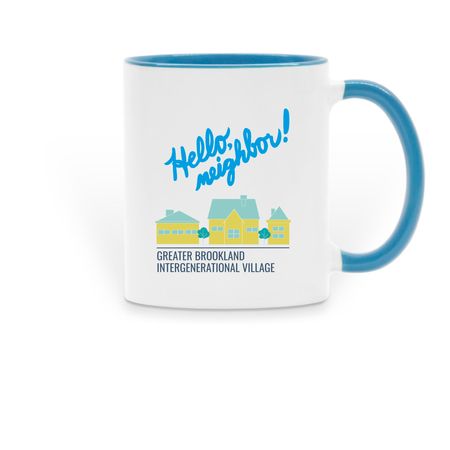 Hello Neighbor Mug, a Light Blue Two-Tone Ceramic Mug