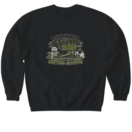 I Survived! Chambana Edition&nbsp;, a Black Softstyle Crewneck Sweatshirt