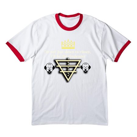 Down to Clown?, a White/ Red Cotton Ringer Tee