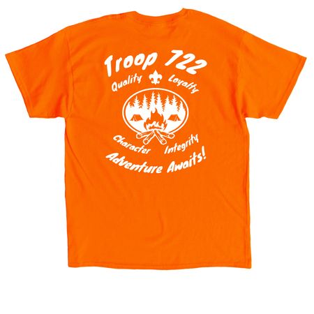 Troop 722 Class B (Front & Rear Graphic), a Orange Classic Unisex Tee (back-view)