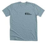 Ecosystems of Puget Sound, a Heather Blue Lagoon Premium Unisex Tee (back-view)