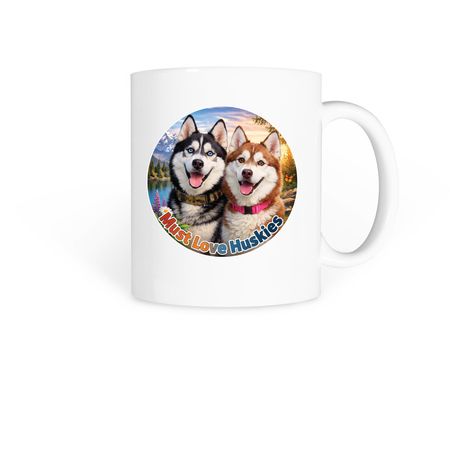 Must Love Huskies, a White Coffee Mug