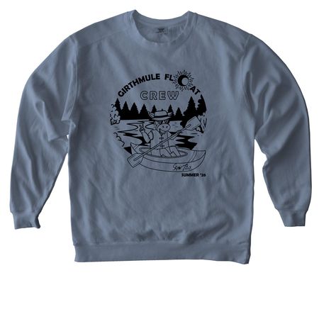 GIRTHMULE Float Crew Summer '26, a Blue Jean Comfort Colors Crewneck Sweatshirt