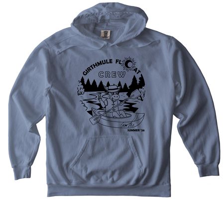 GIRTHMULE Float Crew Summer '26, a Blue Jean Comfort Colors Pullover Hoodie