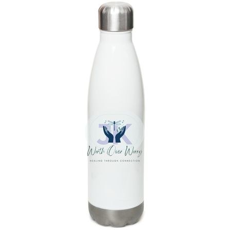 Worth Over Worry, a White Stainless Steel Water Bottle