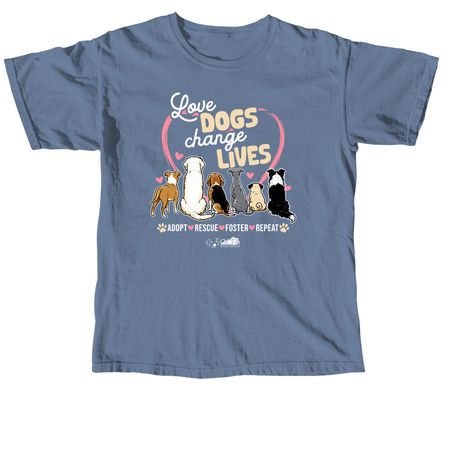 Love Dogs Change Lives, a Blue Jean Comfort Colors Unisex Tee