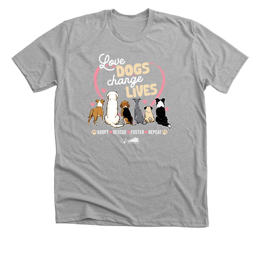 Love Dogs Change Lives, a Athletic Heather Premium Unisex Tee