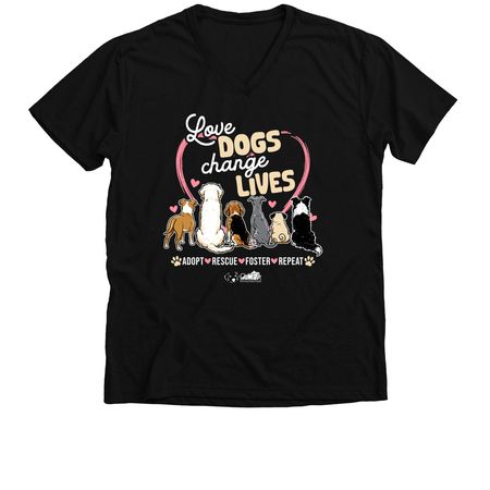 Love Dogs Change Lives, a Solid Black Blend Premium V-Neck Tee