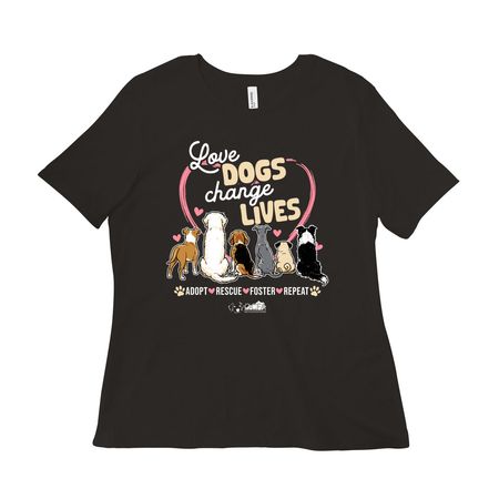 Love Dogs Change Lives, a Black Women?s Relaxed Cotton Tee