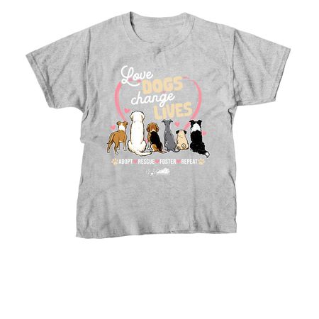 Love Dogs Change Lives, a Sport Grey Youth Unisex Tee