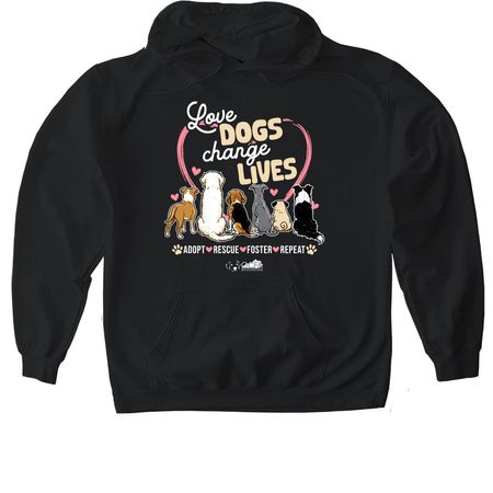 Love Dogs Change Lives, a Black Gildan Softstyle Pullover Hoodie