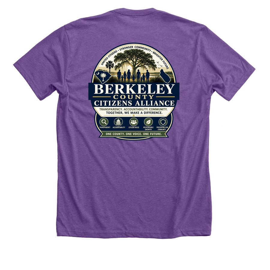 Berkeley County Citizens Alliance&nbsp;, a Heather Team Purple Premium Unisex Tee (back-view)