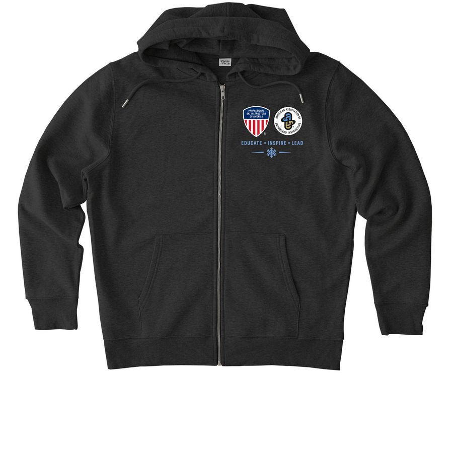 2026 Design Winner Shirts (image on back), a Dark Heather Grey Stanley/Stella Unisex Cultivator 2.0 Zip Up Pullover Hoodie