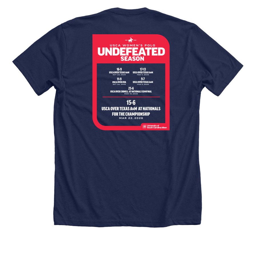 USCA Women's Polo, a Solid Navy Blend Premium Unisex Tee (back-view)