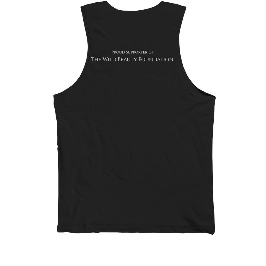 WBF - "I Stand With Wild Horses", a Black Premium Cotton Tank (back-view)