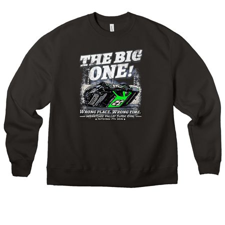 The Big One! (Single-Sided Sweatshirts), a Black Premium Heavyweight Crewneck Sweatshirt