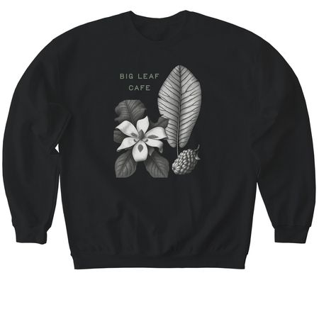 Big Leaf Cafe, a Black Softstyle Crewneck Sweatshirt