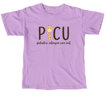 PICU Giraffe, a Neon Violet Comfort Colors Unisex Tee
