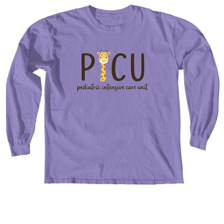 PICU Giraffe, a Violet Comfort Colors Long Sleeve Tee