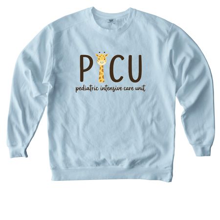 PICU Giraffe, a Chambray Comfort Colors Crewneck Sweatshirt