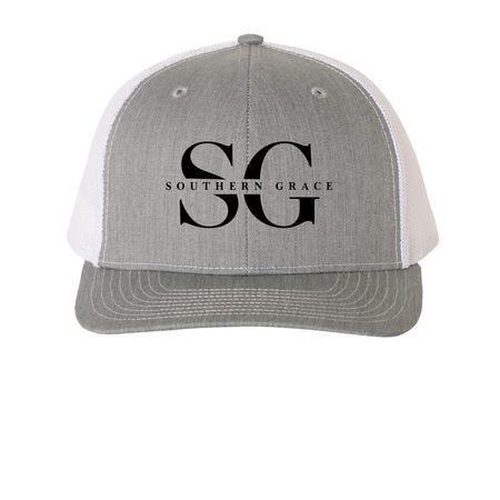 Southern Grace&nbsp;, a Heather Grey/ White Printed Snapback Trucker Cap