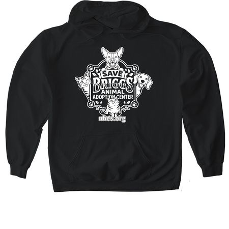 Save Briggs Animal Adoption Center, a Black Gildan Softstyle Pullover Hoodie