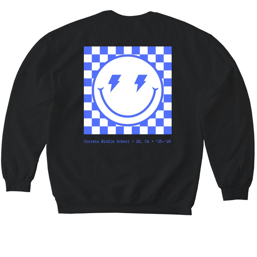 Retro Correia 24-25, a Black Softstyle Crewneck Sweatshirt (back-view)