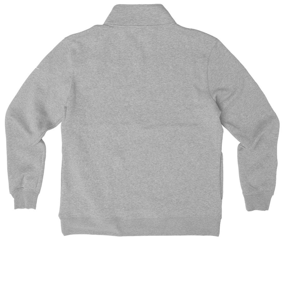 Work with pride!, a Dark Grey Heather Nike Club Fleece Half Zip Pullover (back-view)