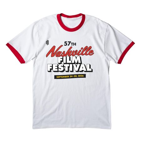 #NashFilm57 White Ringer Tee, a White/ Red Cotton Ringer Tee