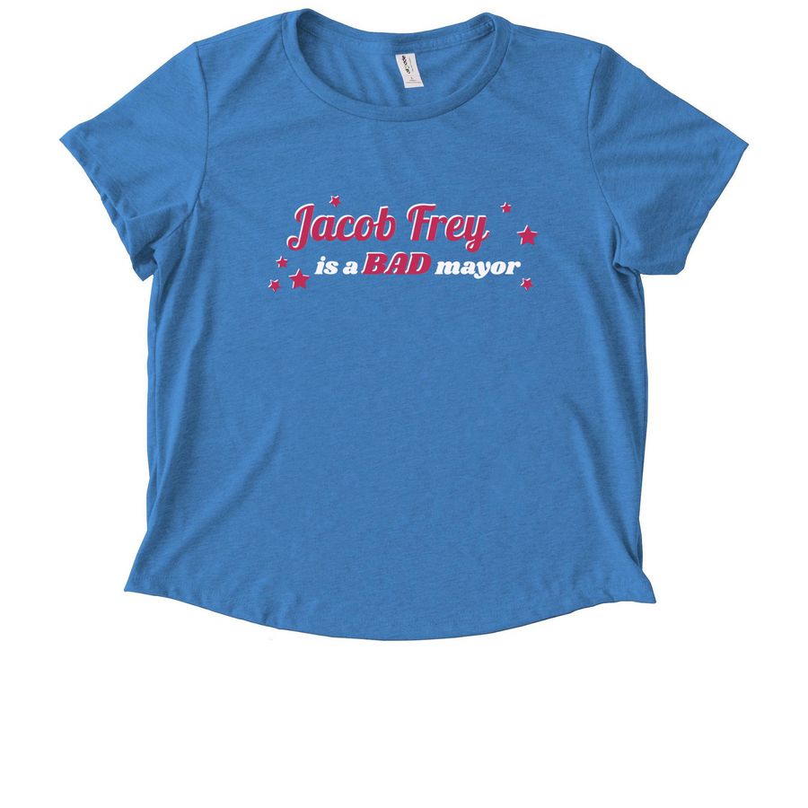Tell Jacob Frey, a Azure Blue Allmade Eco Triblend Women?s Scoop Neck Tee