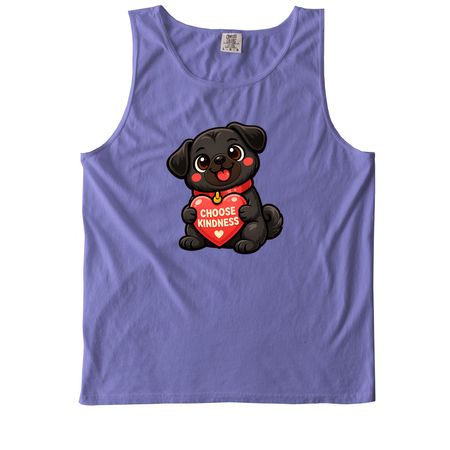Choose Kindness-Black Pug, a Violet Comfort Colors Tank Top