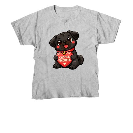 Choose Kindness-Black Pug, a Sport Grey Youth Unisex Tee