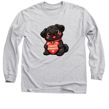 Choose Kindness-Black Pug, a Sport Grey Classic Long Sleeve Tee