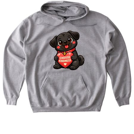 Choose Kindness-Black Pug, a Sport Grey Gildan Softstyle Pullover Hoodie
