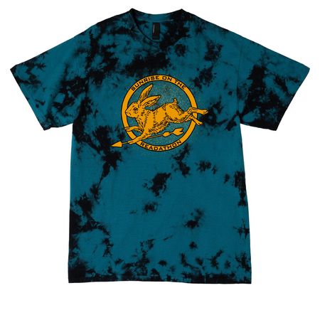 Sunrise on the Readathon 2026, a Black/ Teal Crystal Tie Dye Tee